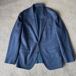 Bonobos Blue Herringbone Cotton/Wool blend Blazer